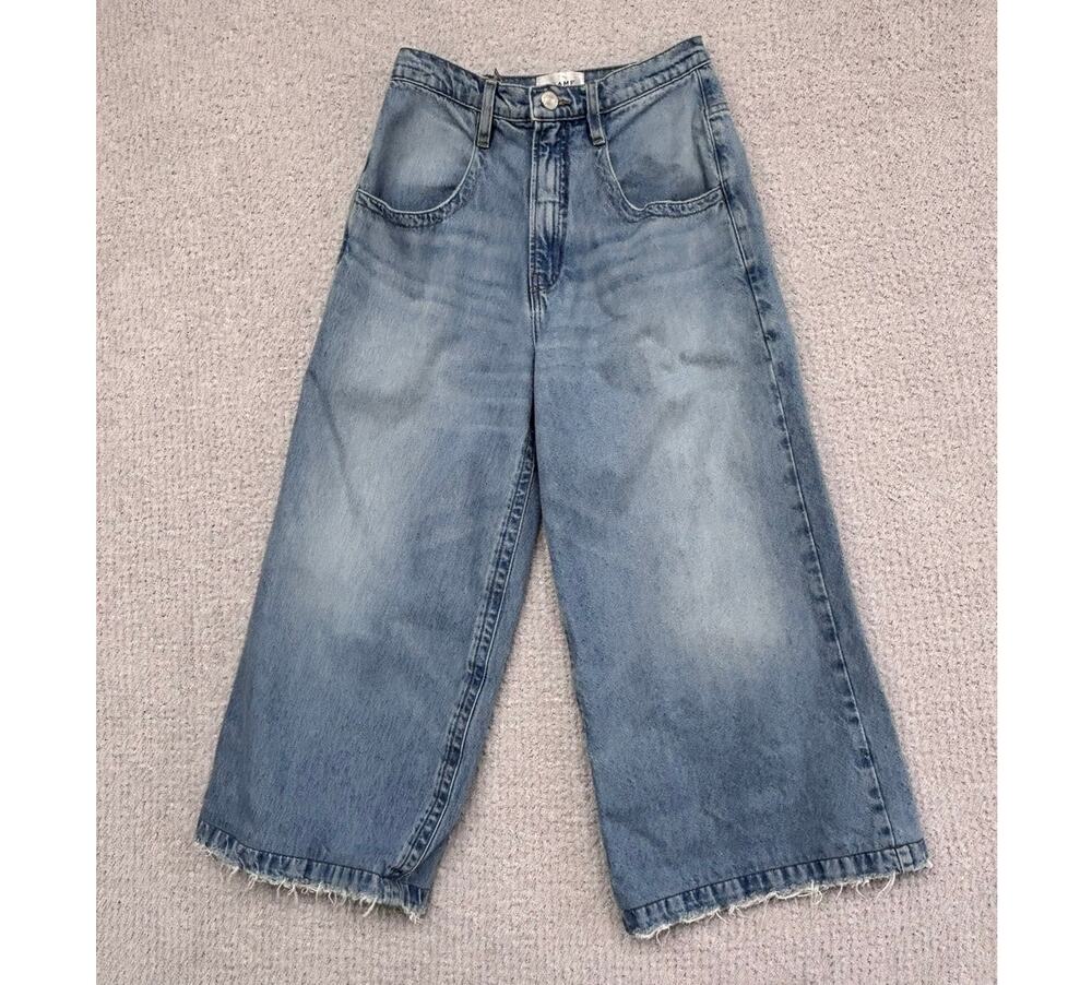 FRAME Women's Blue Distressed Wide Leg Jeans Size 2 #81301